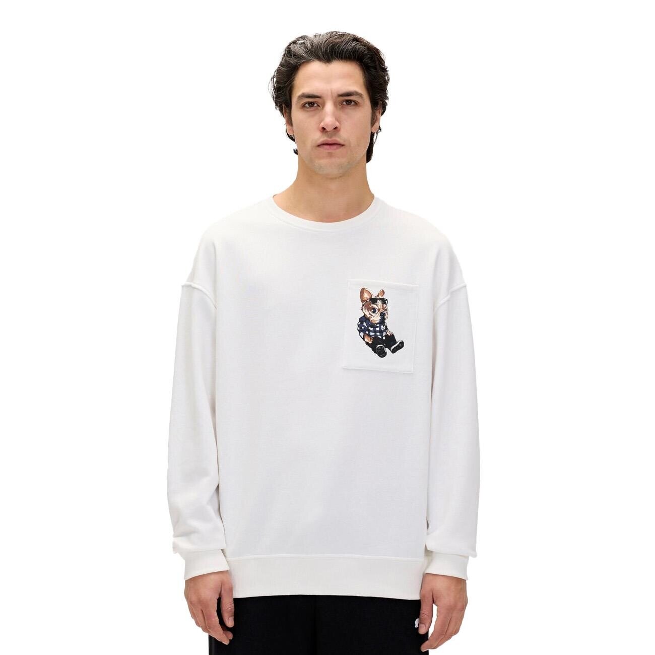 Bad Bear 24.02.12.015 Javed Crewneck Sweatshirt Beyaz - 1