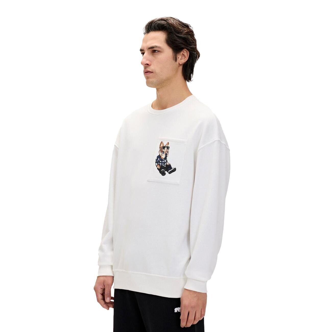 Bad Bear 24.02.12.015 Javed Crewneck Sweatshirt Beyaz - 2