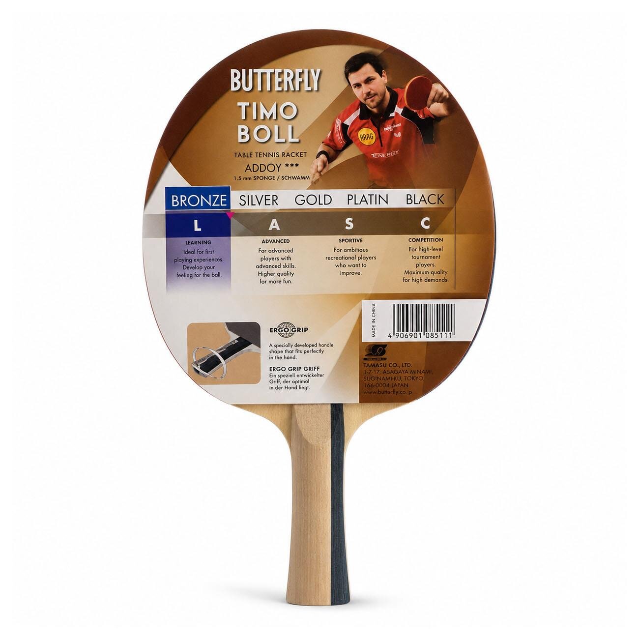 Butterfly 85011S Timo Boll Masa Tenisi Raketi Bronz - 2