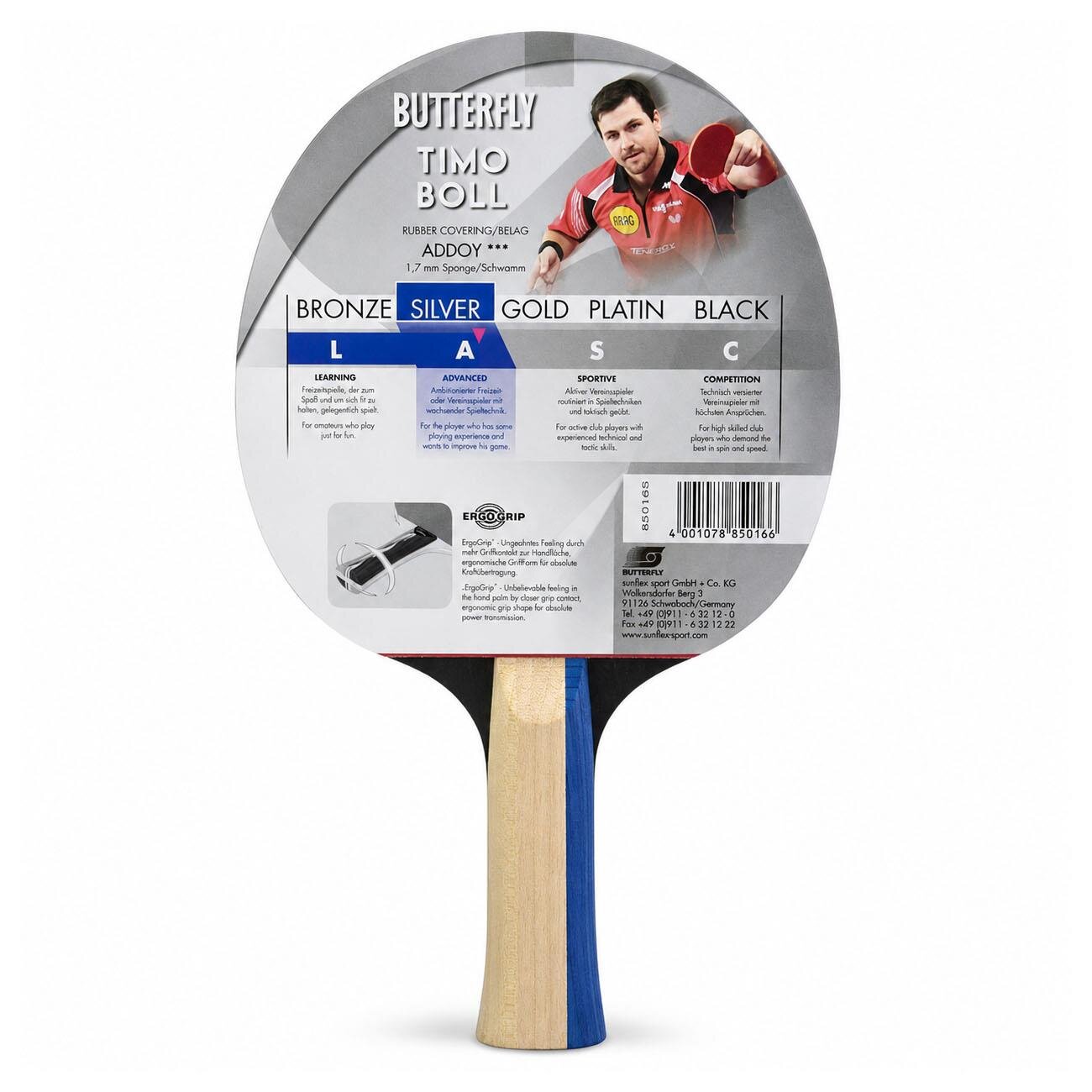 Butterfly 85016S Timo Boll Masa Tenisi Raketi Gri - 2