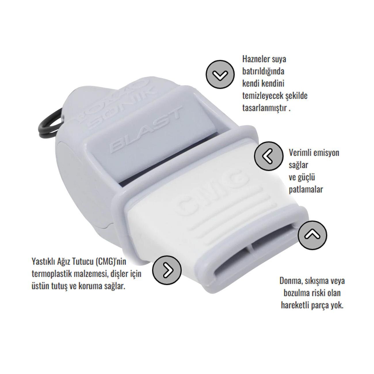 Fox 40 9203 Sonik Blast Safety Cmg İpli Düdük Beyaz - 2