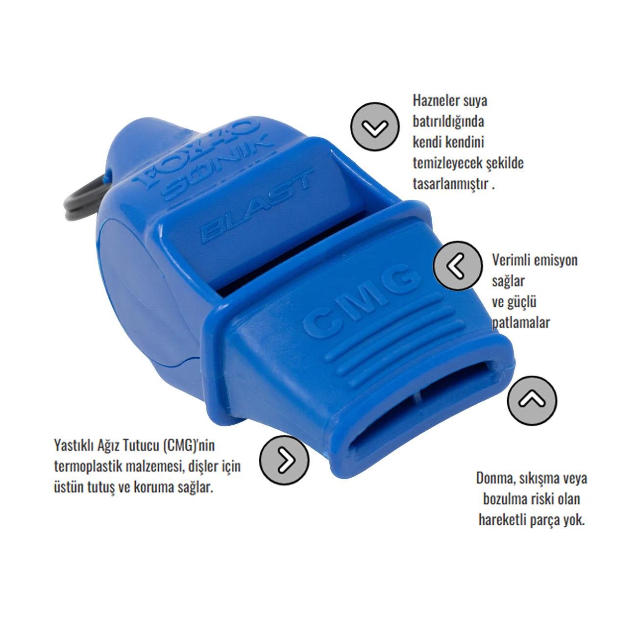 Fox 40 9203 Sonik Blast Safety Cmg İpli Düdük Mavi - 2