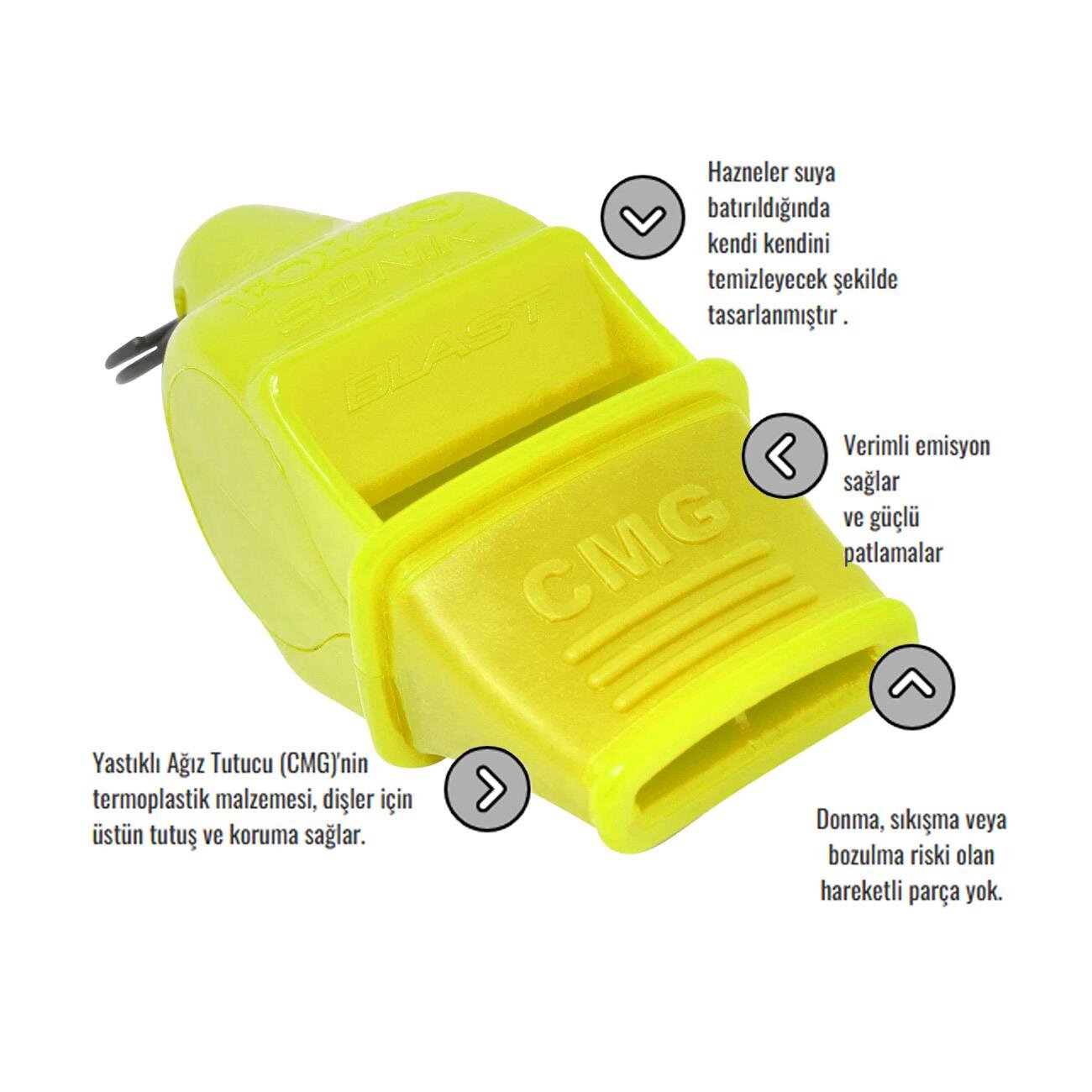 Fox 40 9203 Sonik Blast Safety Cmg İpli Düdük Neon-Sarı - 2