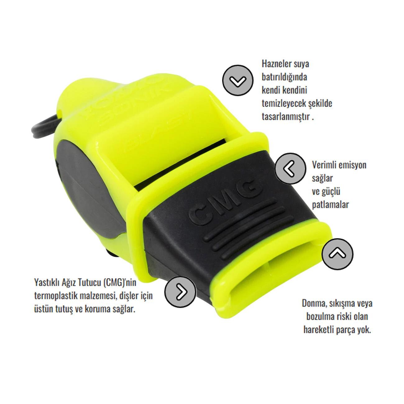 Fox 40 9203 Sonik Blast Safety Cmg İpli Düdük Neon-Siyah - 2