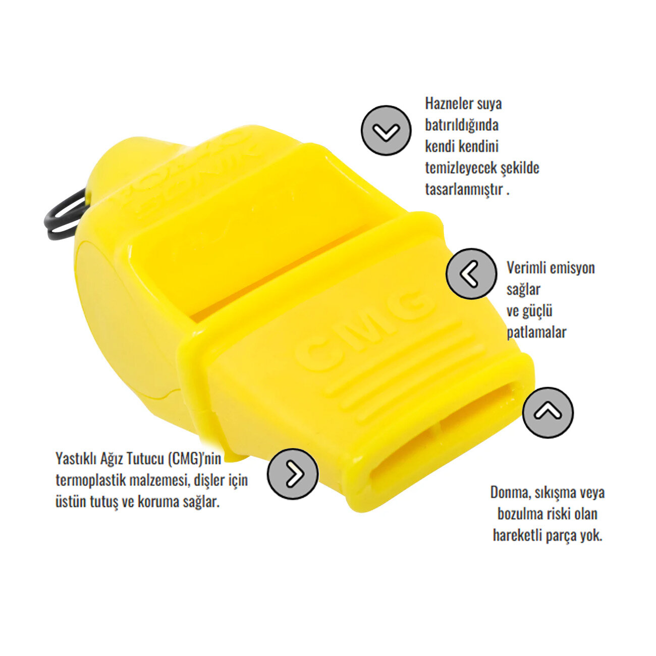 Fox 40 9203 Sonik Blast Safety Cmg İpli Düdük Sarı - 2