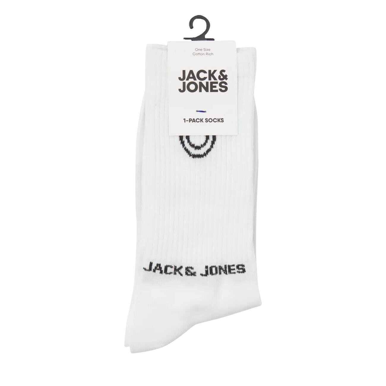 Jack & Jones 12252046 Jacsmiley Logo Tennis Çorap Beyaz-Siyah - 2