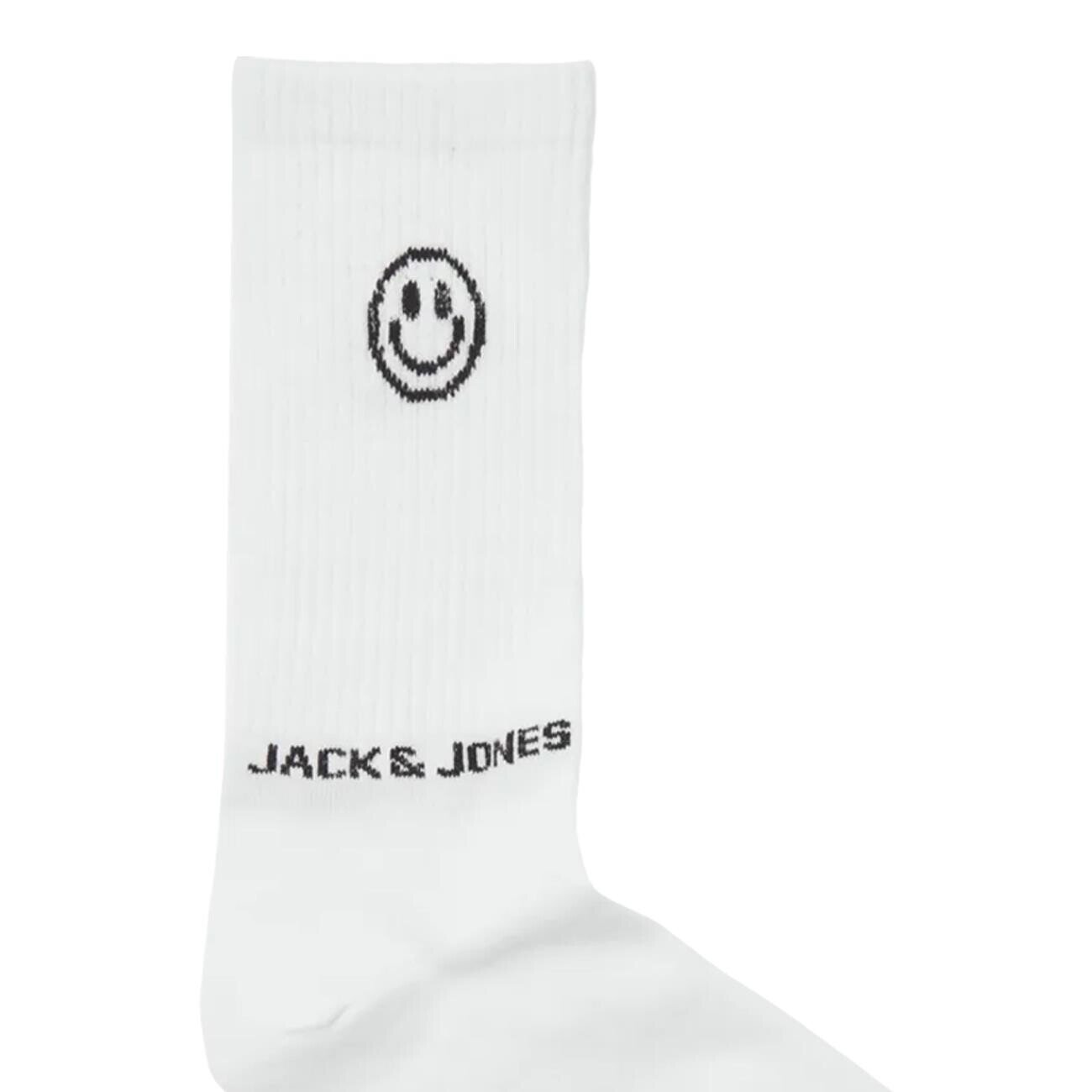 Jack & Jones 12252046 Jacsmiley Logo Tennis Çorap Beyaz-Siyah - 3