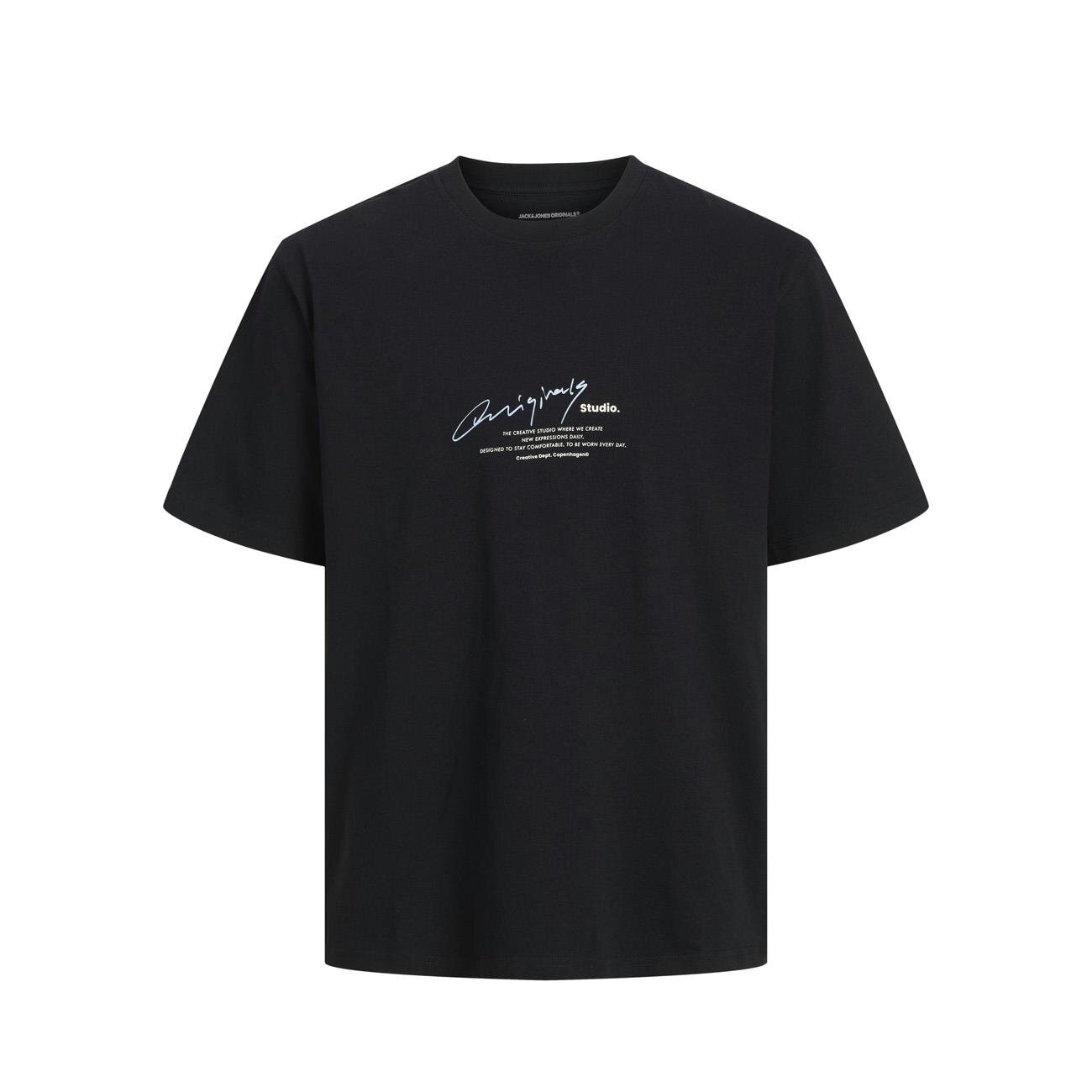 Jack & Jones 12273373 Jormanchester Script Siyah Tişört - 1