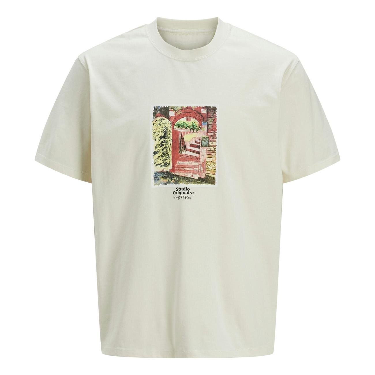 Jack & Jones 12273494 Jorparos Graphic Front Tee Ss Crew Ekru - 1