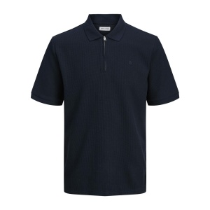 Jack & Jones 12279177 Jjeaustin Zip Polo Ss Sn Lacivert 