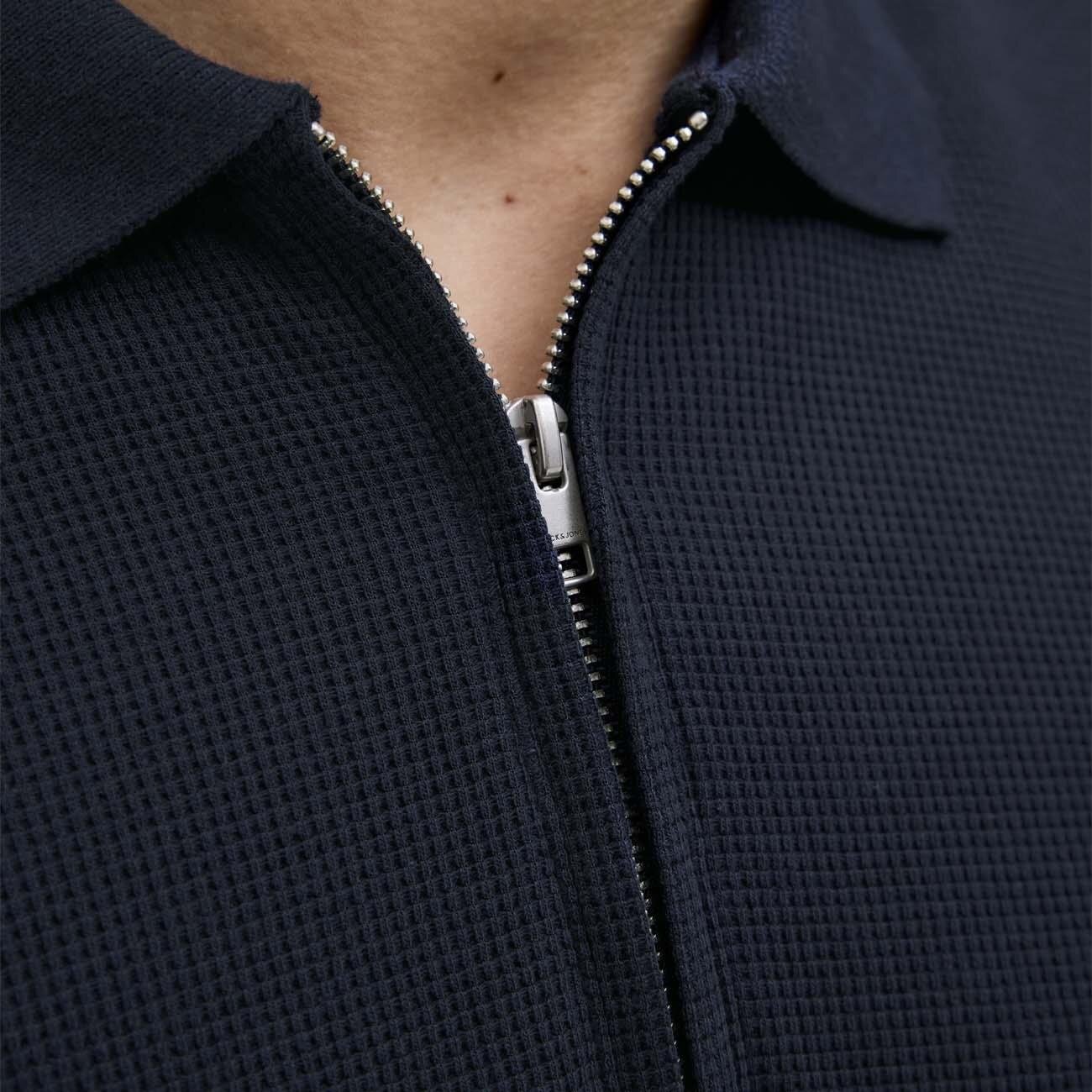 Jack & Jones 12279177 Jjeaustin Zip Polo Ss Sn Lacivert - 4