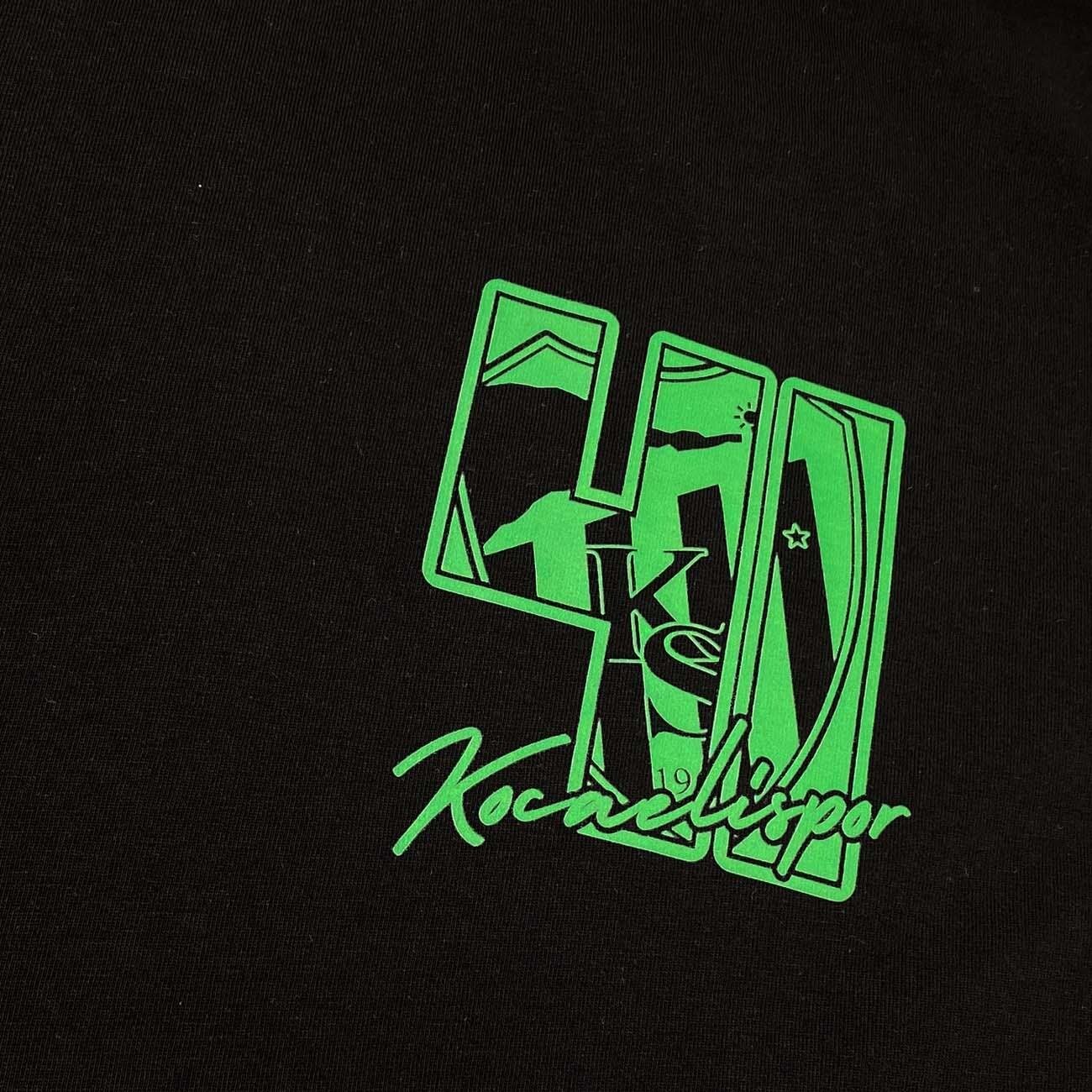 Kocaelispor 060526 Lisanslı Oversize Klasik Baskılı T-Shirt Siyah - 4