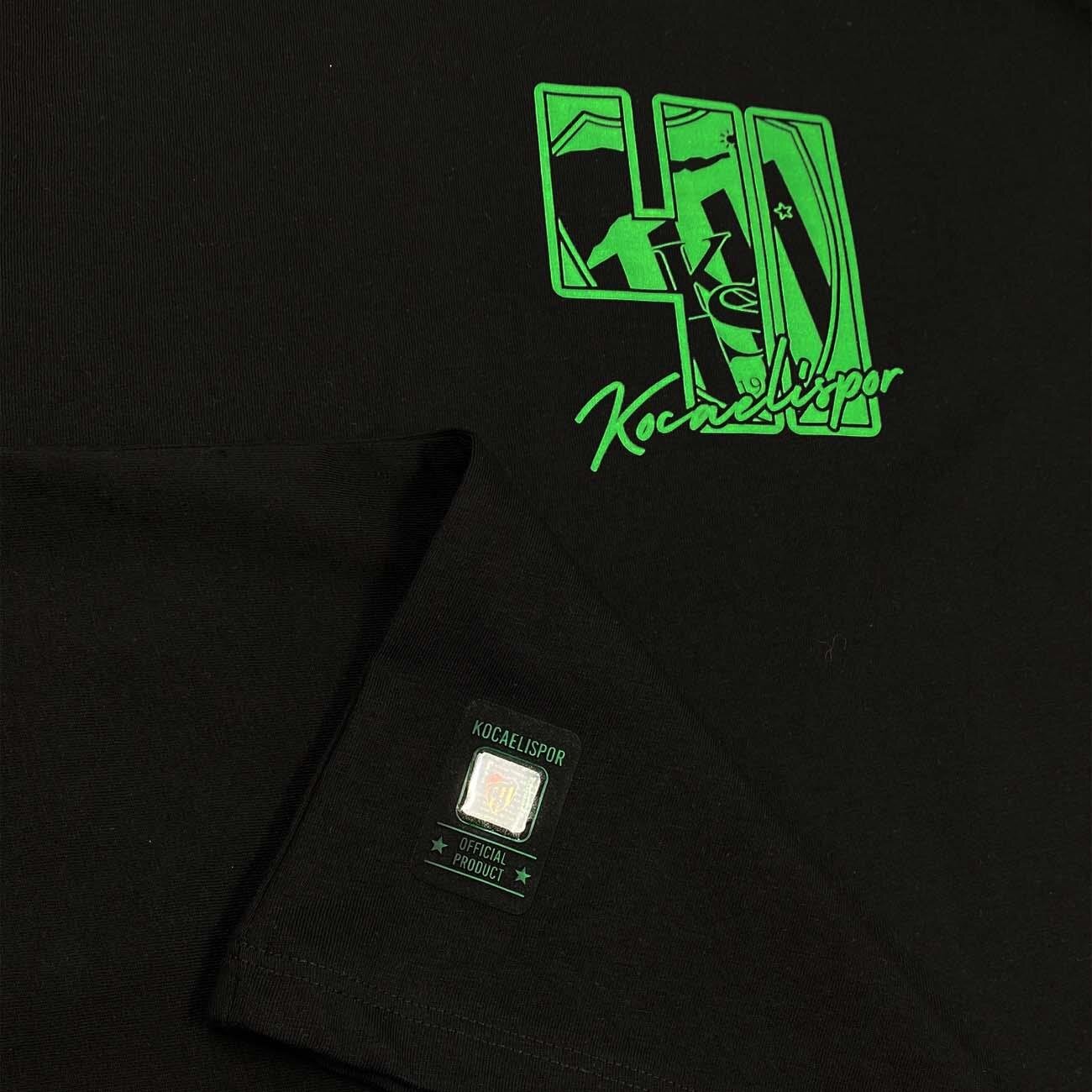 Kocaelispor 060526 Lisanslı Oversize Klasik Baskılı T-Shirt Siyah - 5