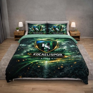 Kocaelispor Lisanslı Çift Kişilik Nevresim Takımı Siyah-Yeşil - Kocaelispor