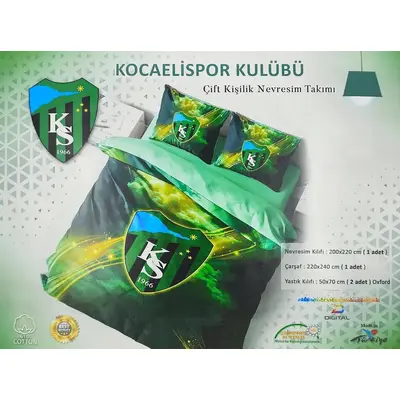 Kocaelispor Lisanslı Çift Kişilik Nevresim Takımı Yeşil - Kocaelispor