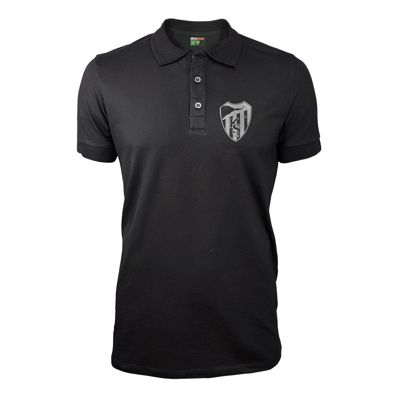 Kocaelispor Lisanslı Polo Yaka Gümüş Arma Siyah T-Shirt - 1