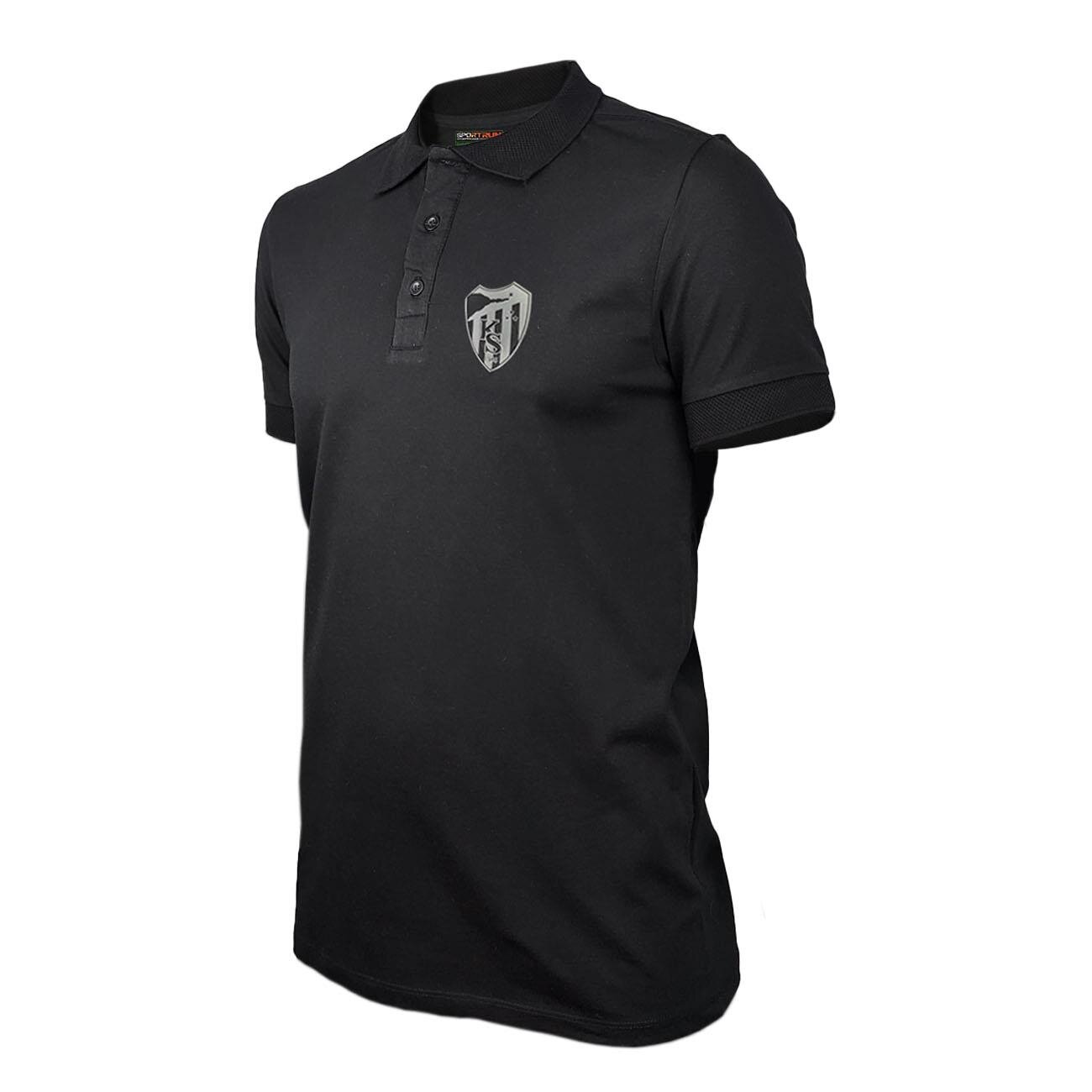 Kocaelispor Lisanslı Polo Yaka Gümüş Arma Siyah T-Shirt - 2