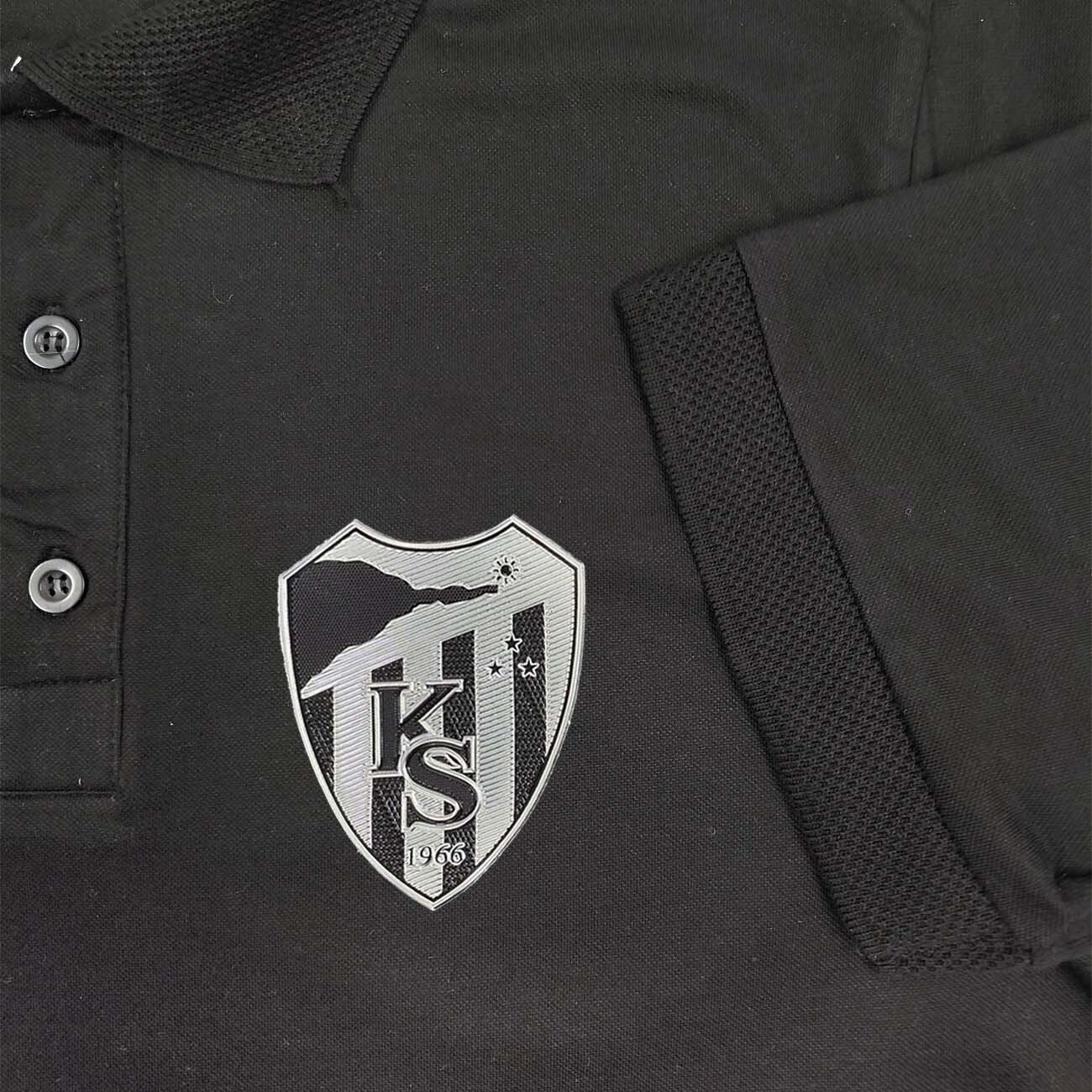 Kocaelispor Lisanslı Polo Yaka Gümüş Arma Siyah T-Shirt - 4