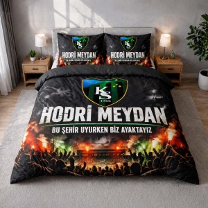 Kocaelispor Lisanslı Taraftar Çift Kişilik Nevresim Takımı Siyah - Kocaelispor