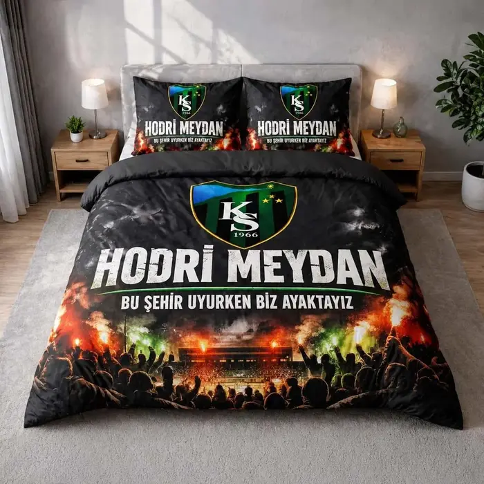 Kocaelispor Lisanslı Taraftar Çift Kişilik Nevresim Takımı Siyah - 1