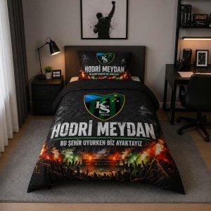 Kocaelispor Lisanslı Taraftar Tek Kişilik Nevresim Takımı Siyah - Kocaelispor