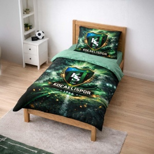 Kocaelispor Lisanslı Tek Kişilik Nevresim Takımı Siyah-Yeşil - Kocaelispor