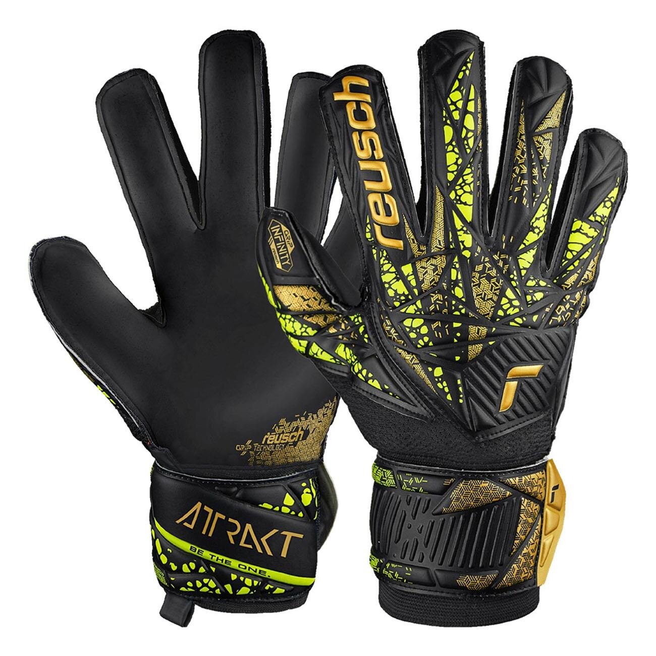 Reusch 5470710 Attrakr Infinity Finger Support Kaleci Eldivenleri Siyah-Sarı - 4