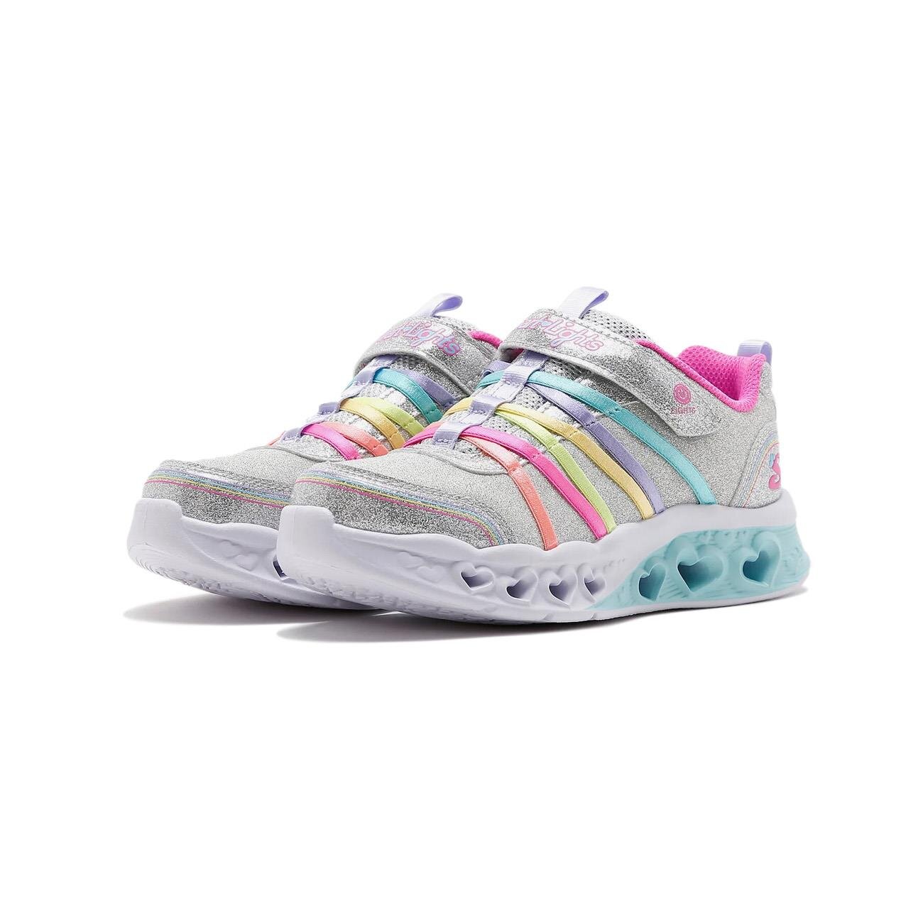 Skechers 303252L Flutter Heart Lights - Rainbow Bestie Spor Ayakkabı Gümüş - 3