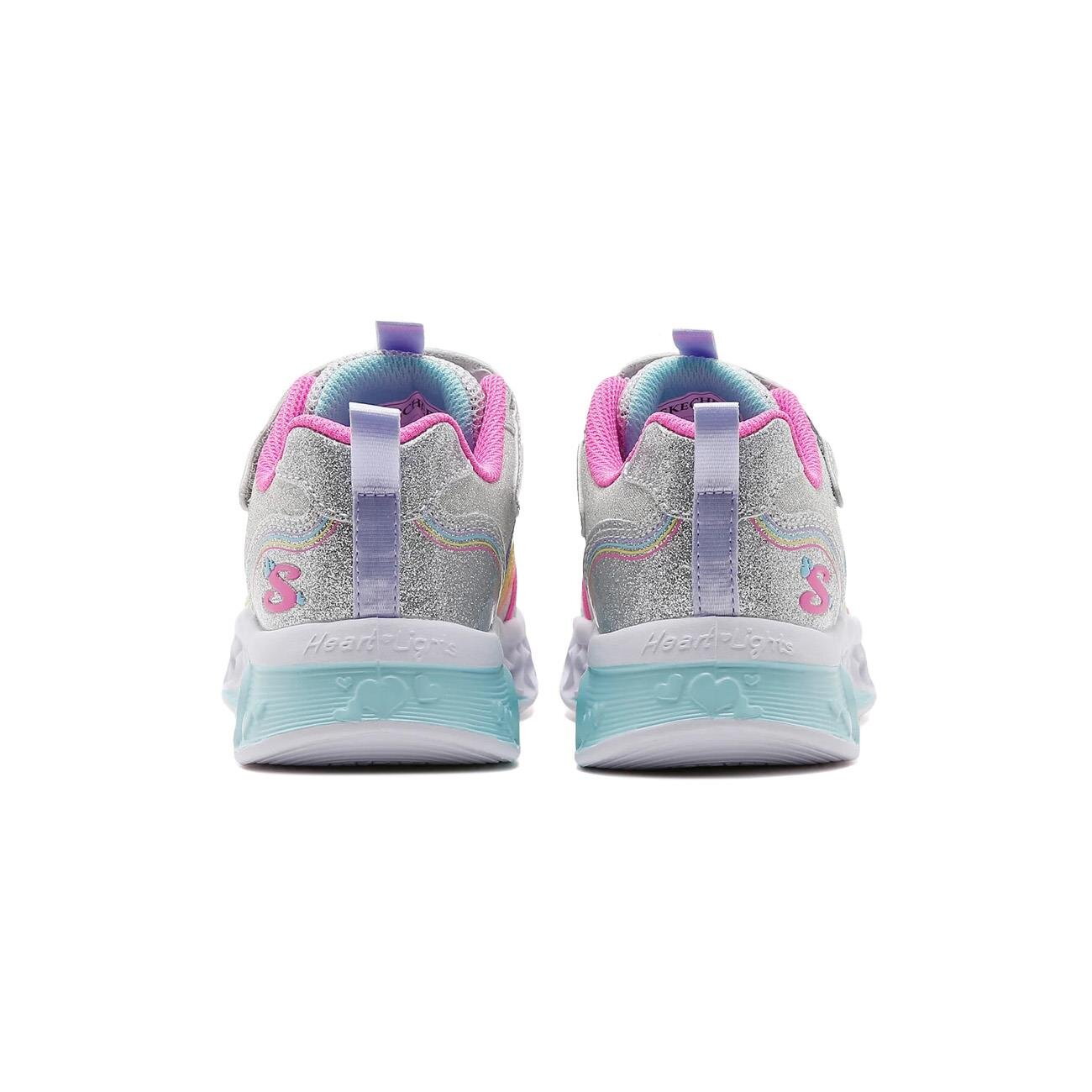 Skechers 303252L Flutter Heart Lights - Rainbow Bestie Spor Ayakkabı Gümüş - 4
