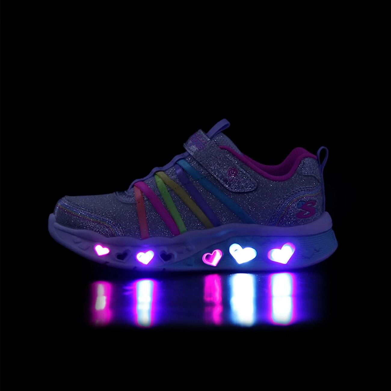 Skechers 303252L Flutter Heart Lights - Rainbow Bestie Spor Ayakkabı Gümüş - 7