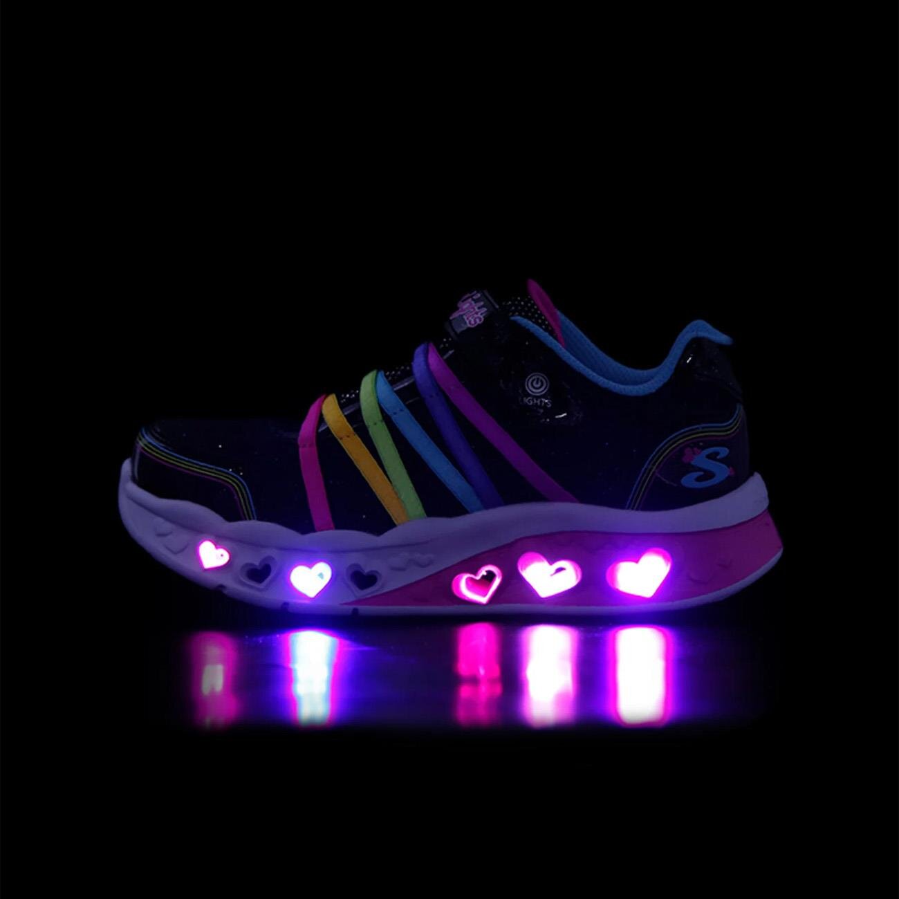Skechers 303252L Flutter Heart Lights - Rainbow Bestie Spor Ayakkabı Siyah - 2