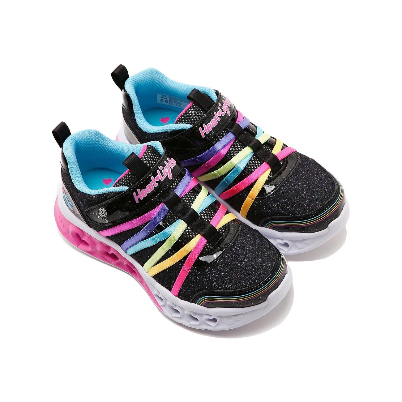 Skechers 303252L Flutter Heart Lights - Rainbow Bestie Spor Ayakkabı Siyah - 4