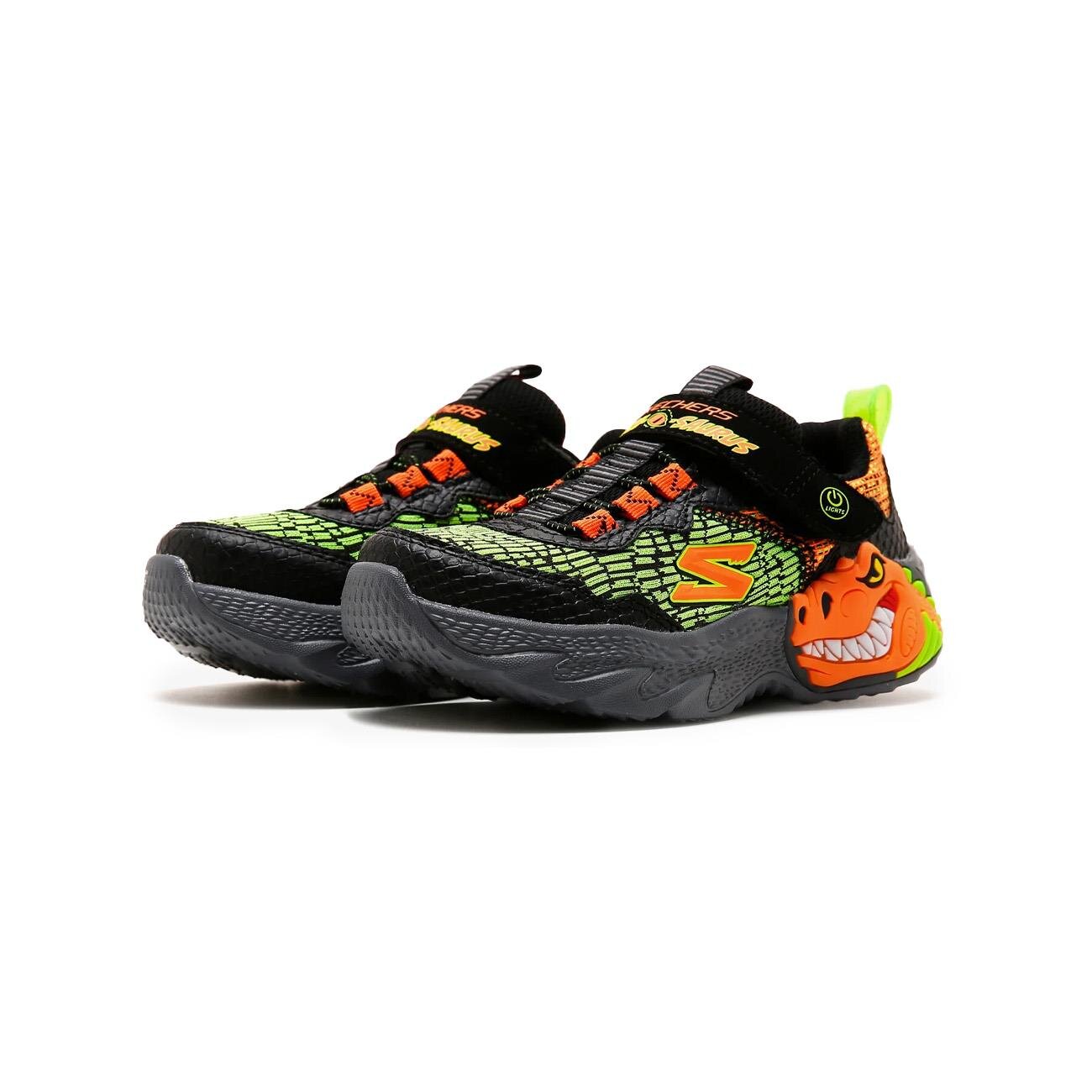 Skechers 400615L Dino-Lights Spor Ayakkabı Siyah-Turuncu - 3