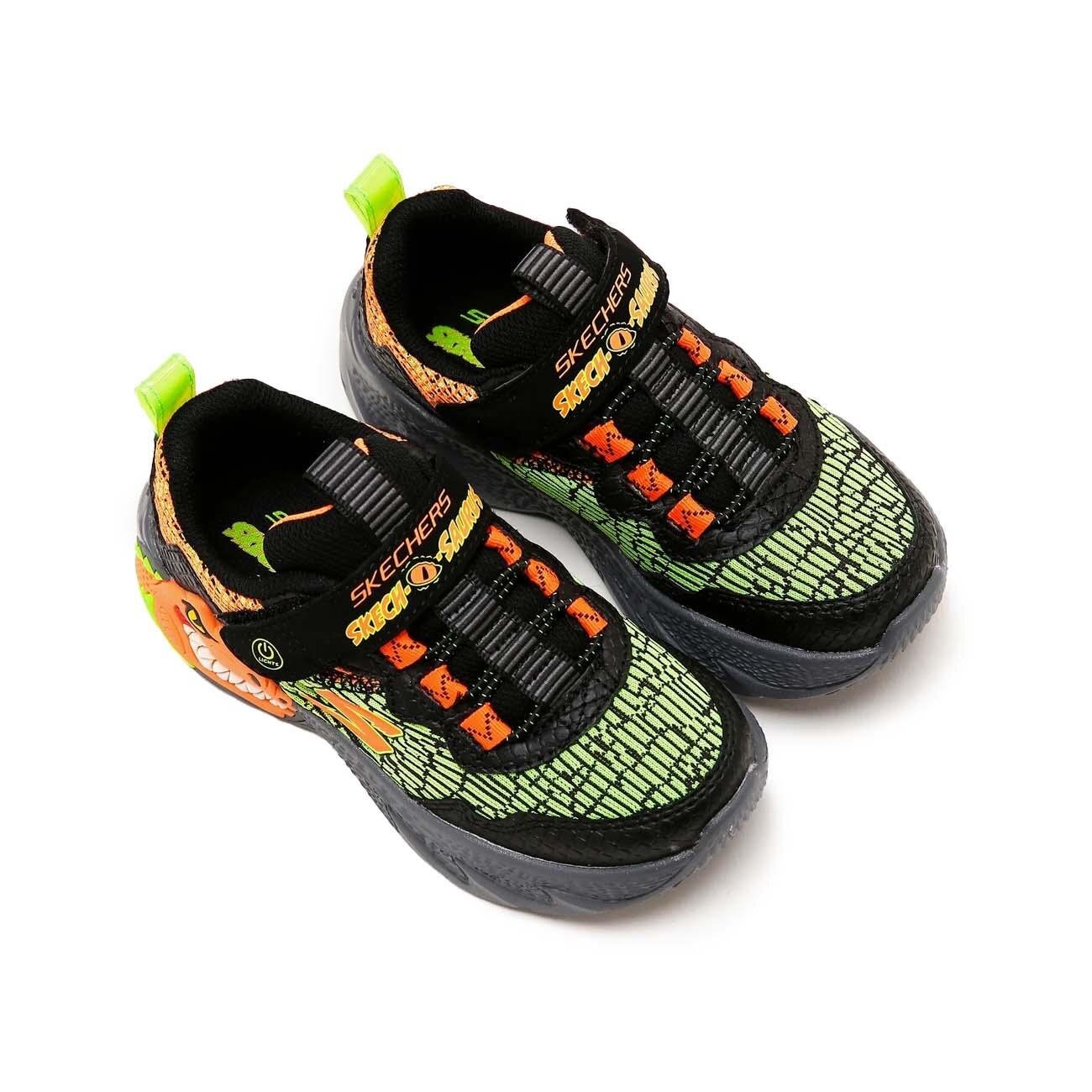 Skechers 400615L Dino-Lights Spor Ayakkabı Siyah-Turuncu - 4