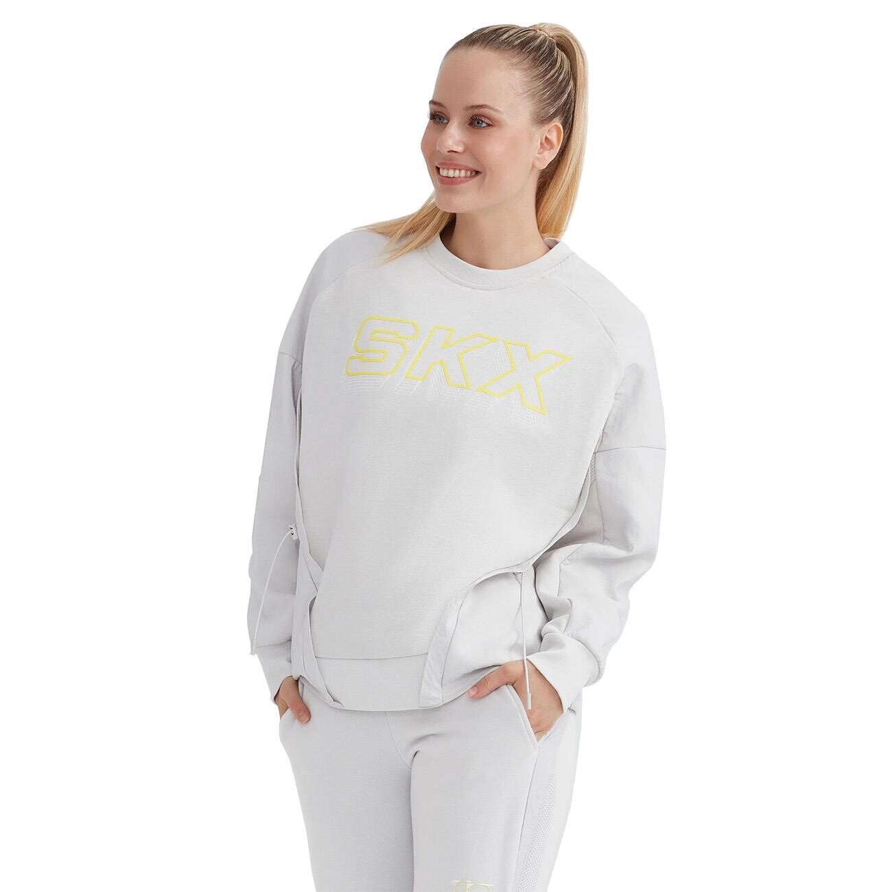 Skechers S232283 W LW Fleece Crew Neck Sweatshirt Gri - 4