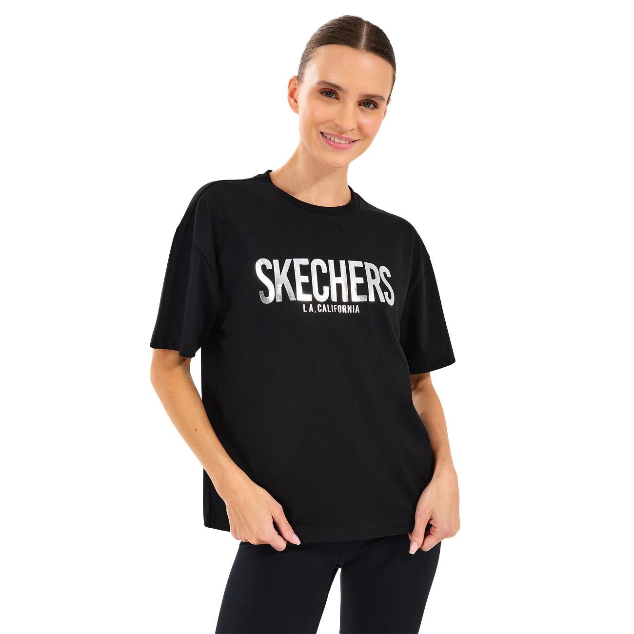 Skechers S2510131 W Loose Fit Graphic Tee Tişört Siyah - 1