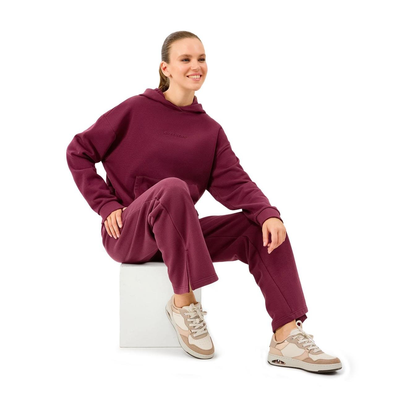 Skechers S2610013 W Essential Hoodie Sweatshirt Bordo - 4