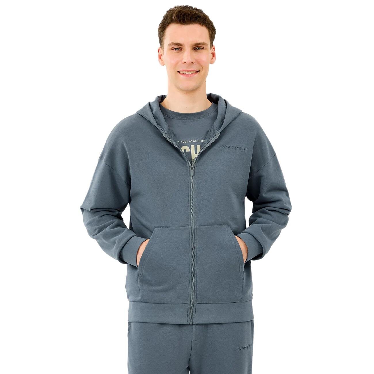 Skechers S2610014 M Essential Full Zip Hoodie Sweatshirt Gri - 1