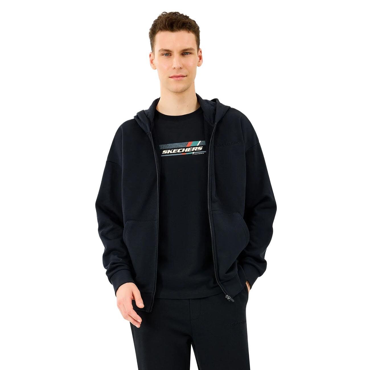 Skechers S2610014 M Essential Full Zip Hoodie Sweatshirt Siyah - 3